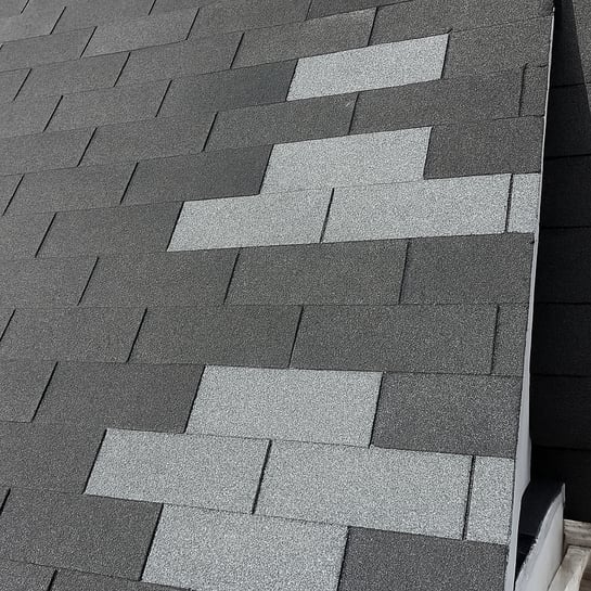 Obvious roof patch repairs