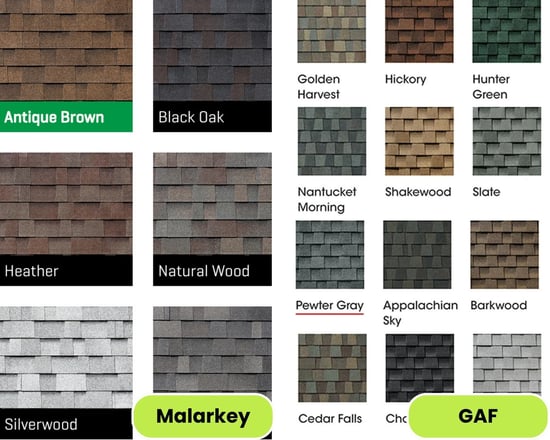 Malarkey vs. GAF shingle colors