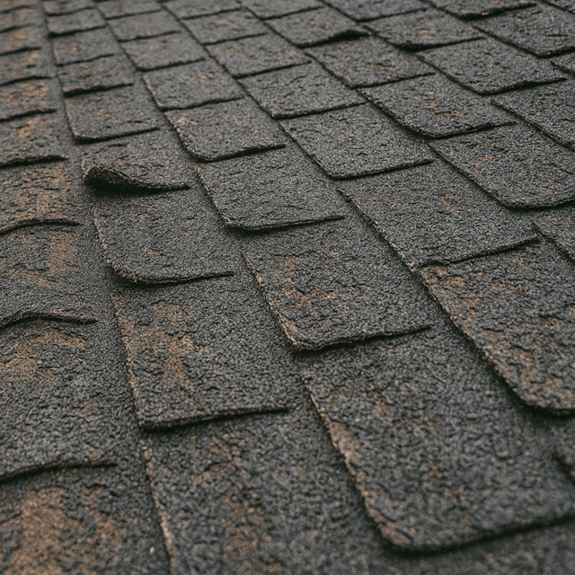 Example of curling shingles