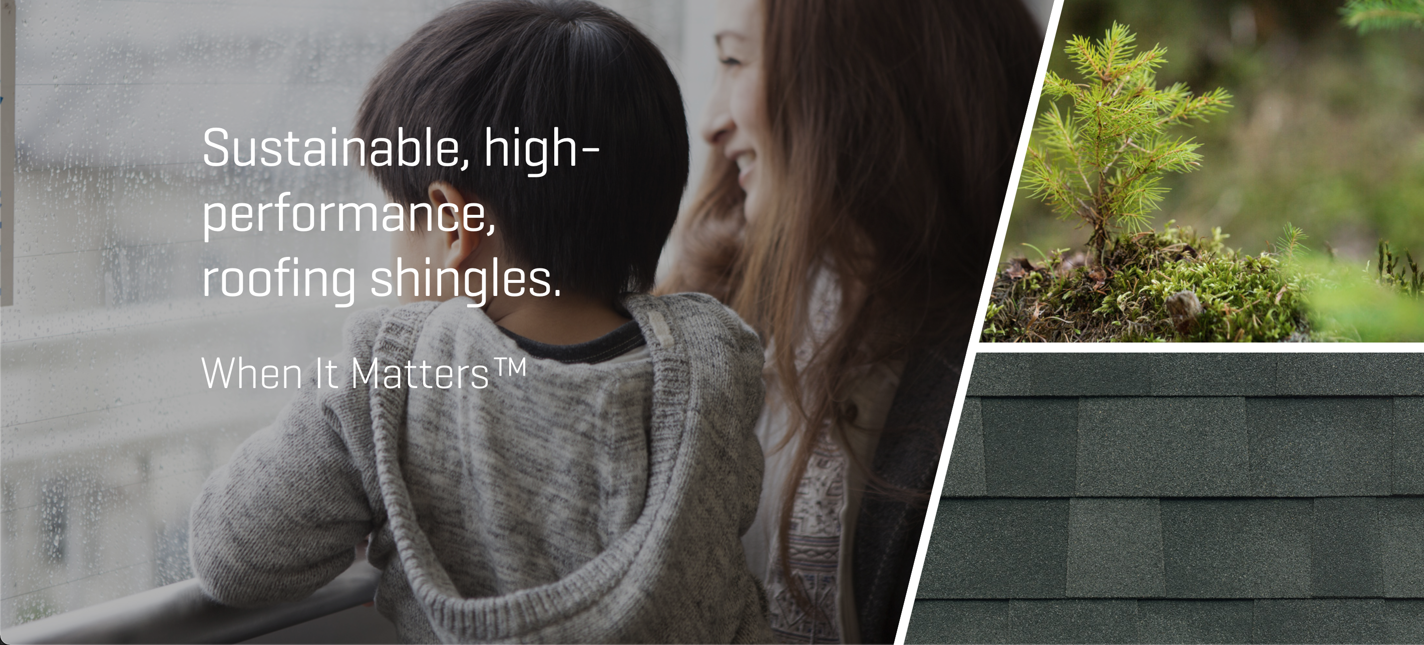 Sustainable, high-performance, roofing shingles.